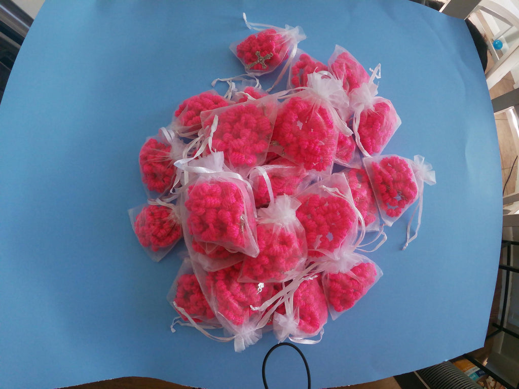 Bright Pink Knotted Rosary, large