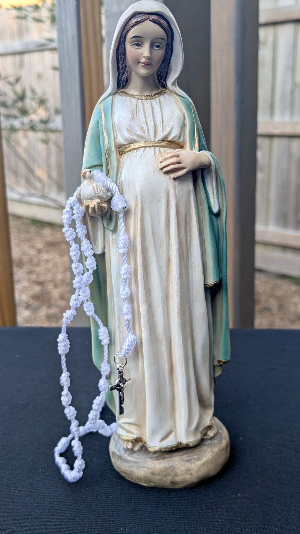 White Knotted Rosary with Nickel Crucifix - Small