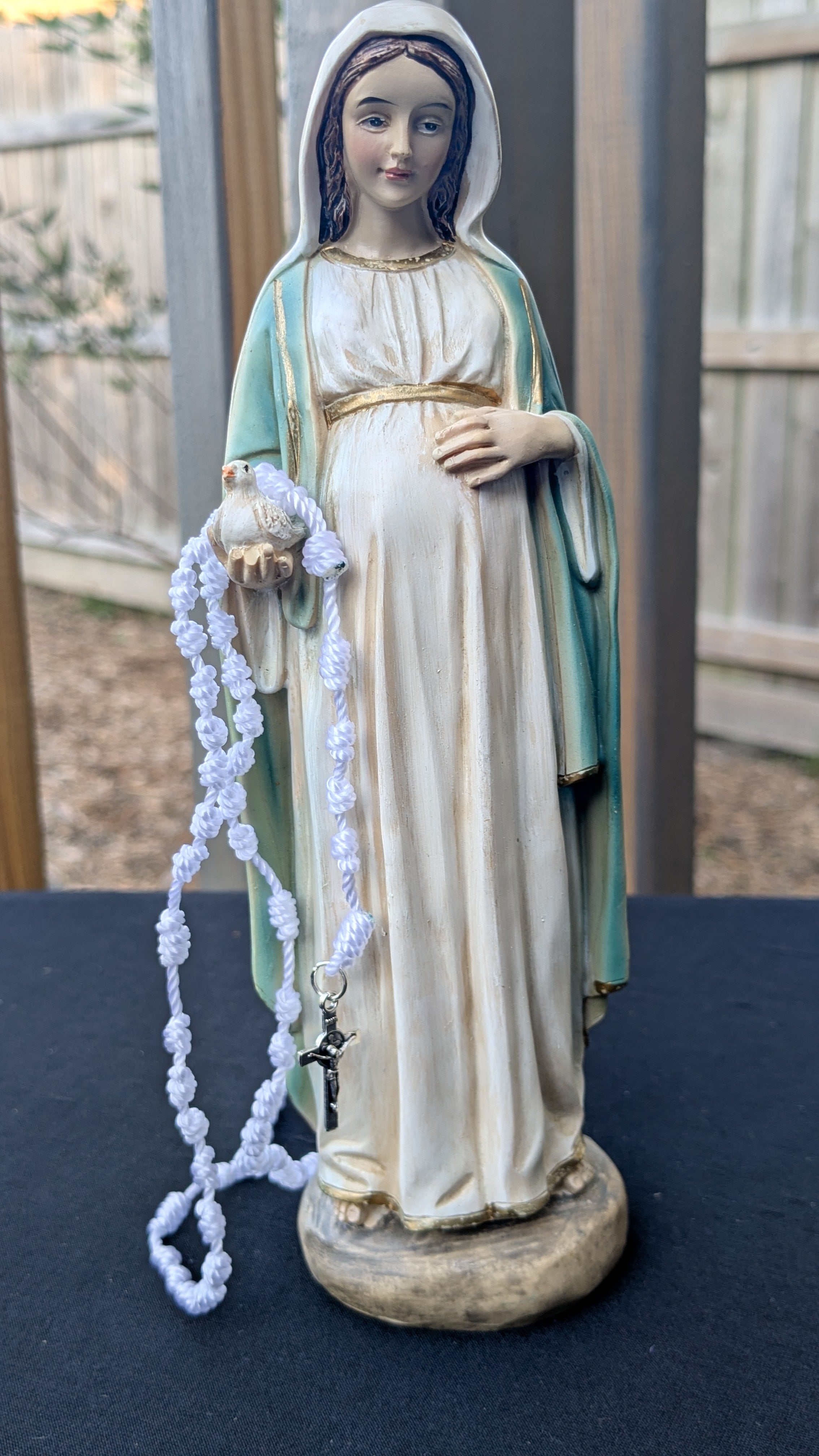 White Knotted Rosary with Nickel Crucifix - Small