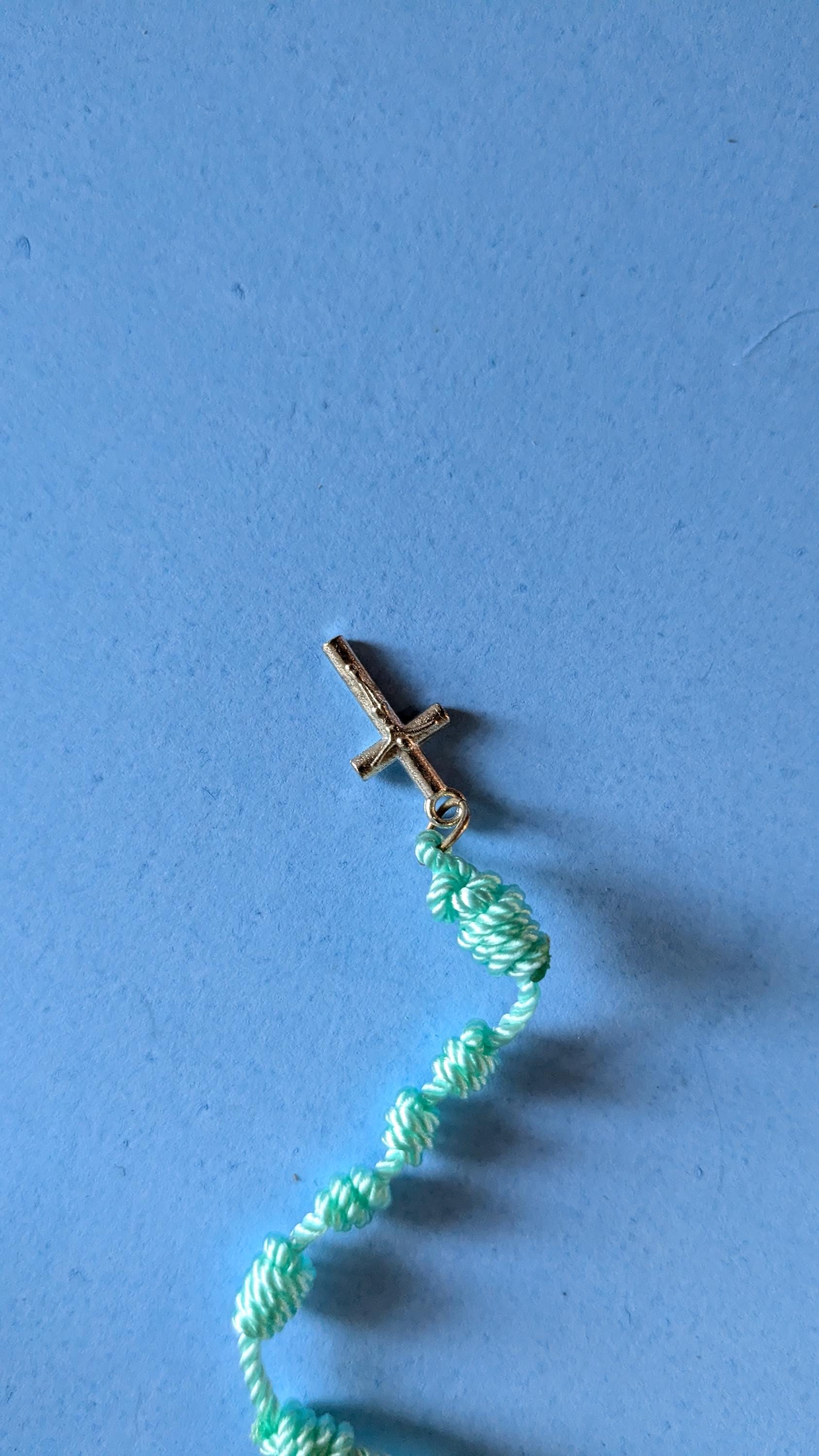 Teal, Knotted Rosary, small