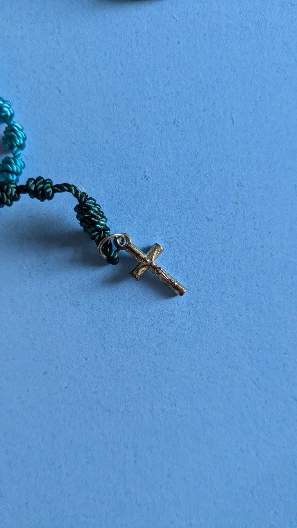 Virigated Blue, Knotted Rosary, small