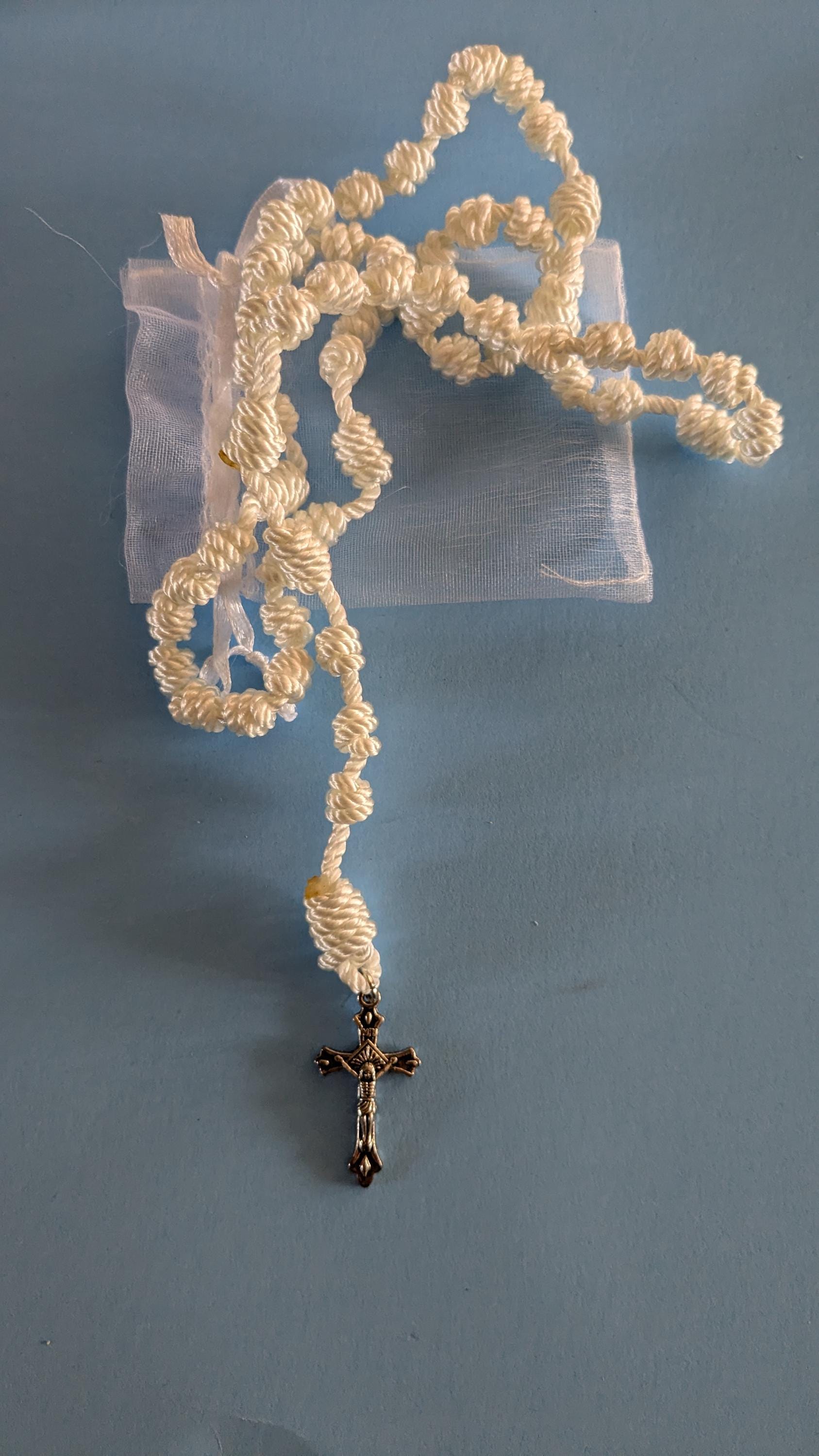White, Knotted Rosary, Large