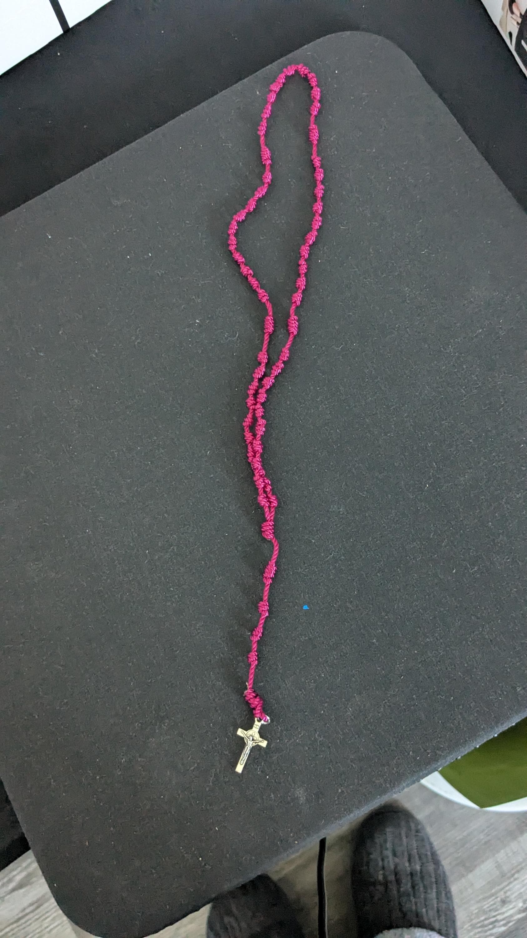 Raspberry Knotted Rosary, small