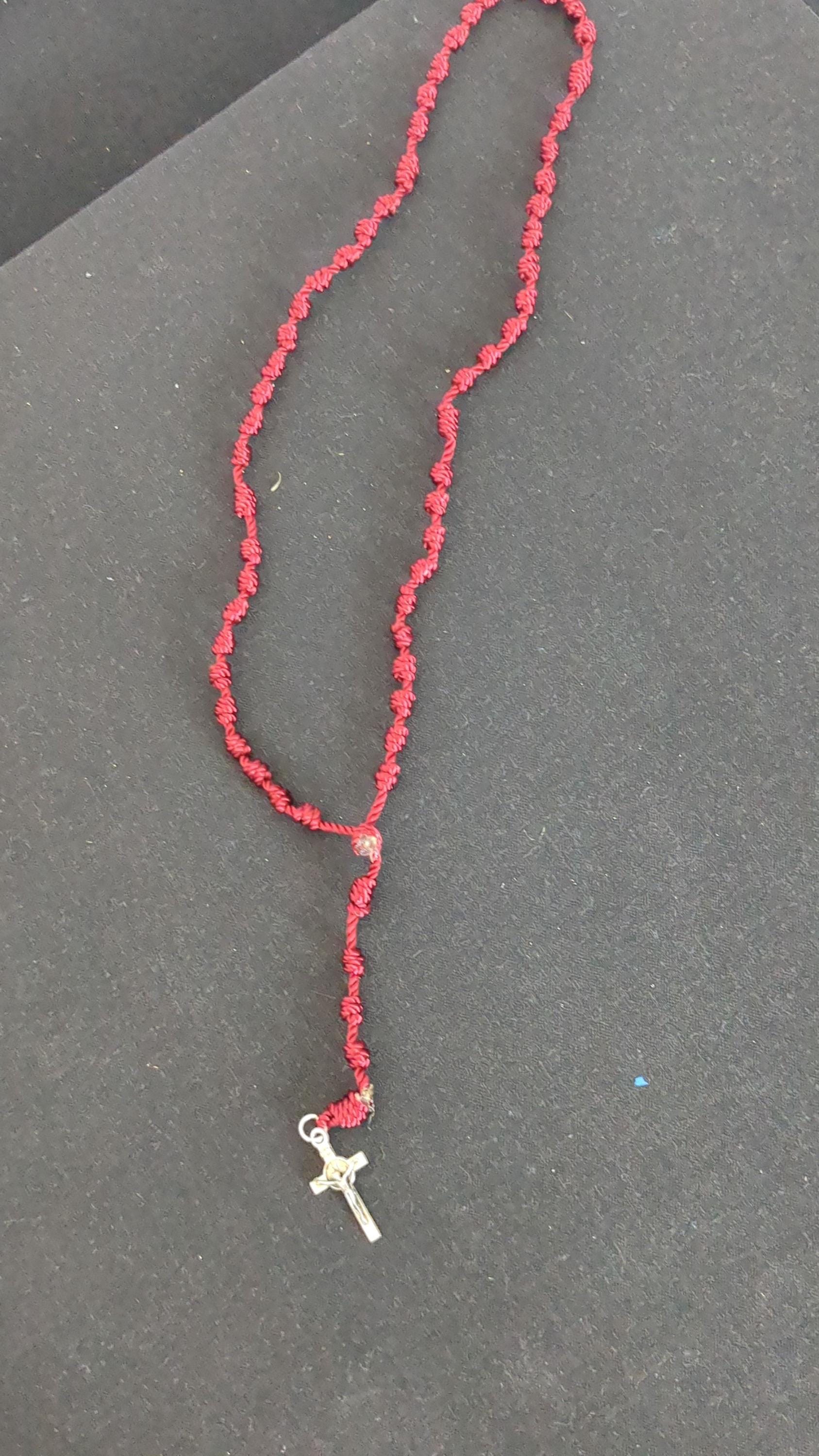 Wine Knotted Rosary, small