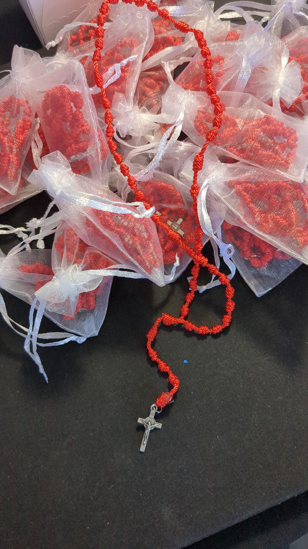 Orange Knotted Rosary, small