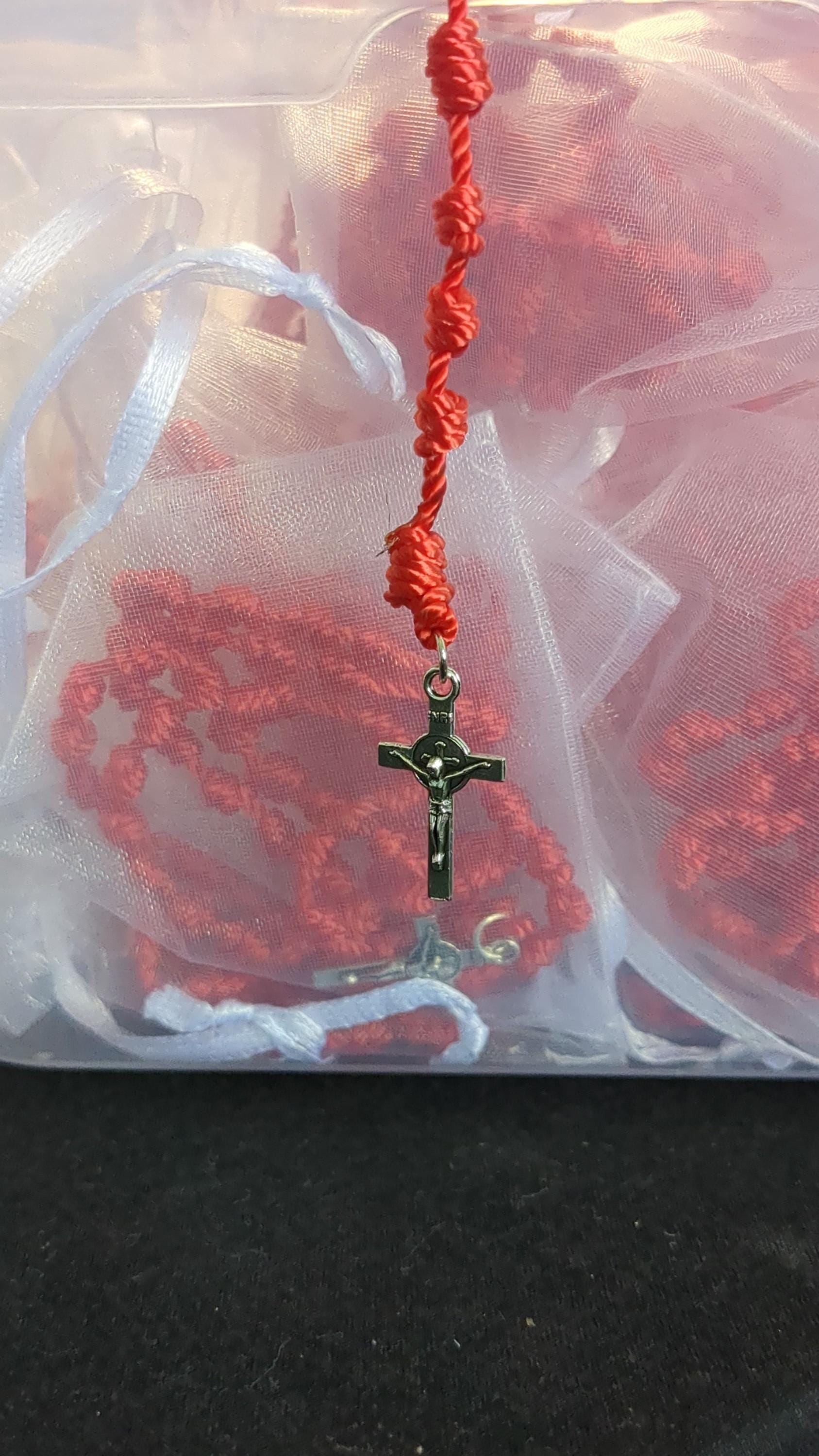 Orange Knotted Rosary, small