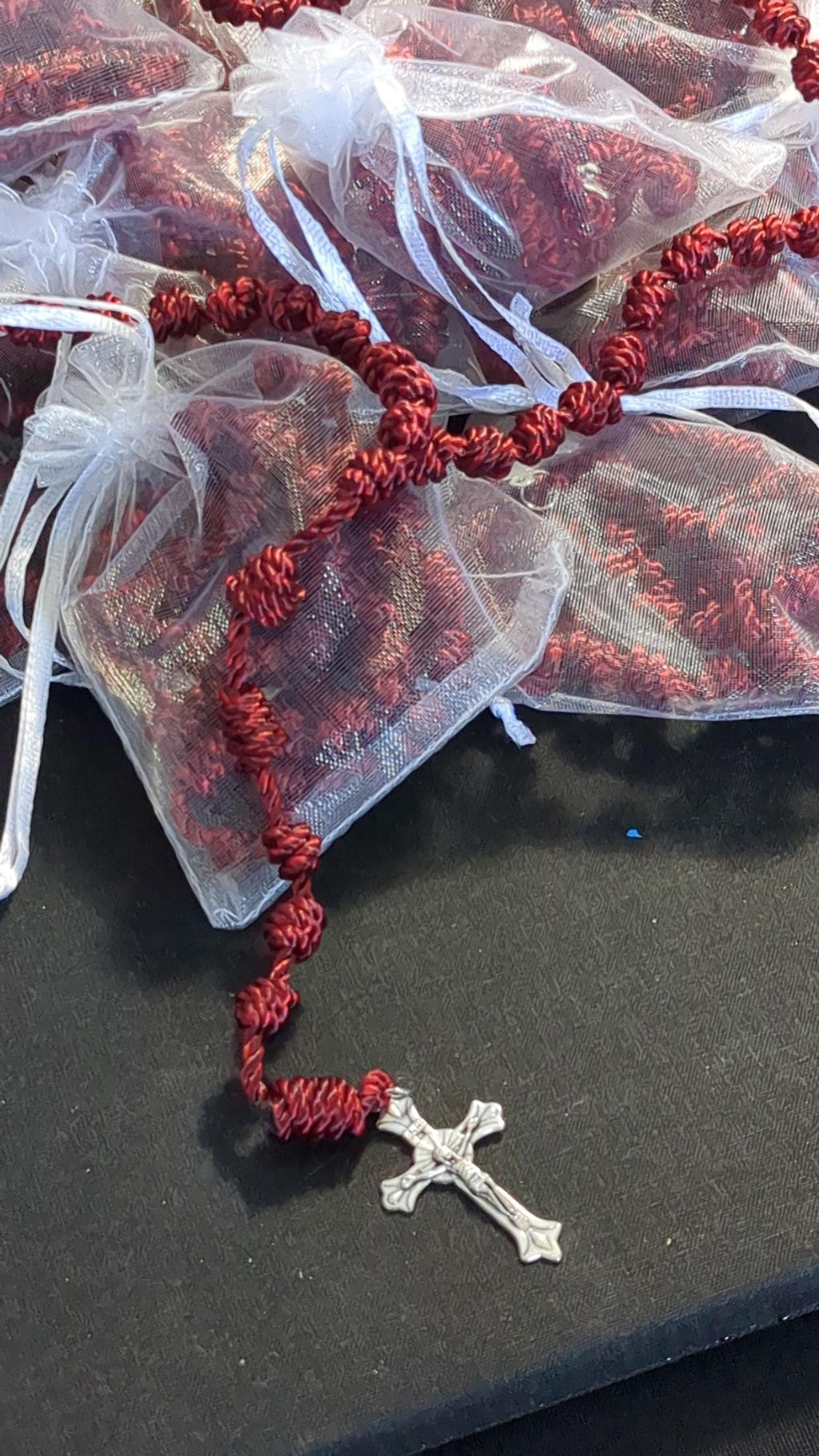 Crimson Knotted Rosary, Large