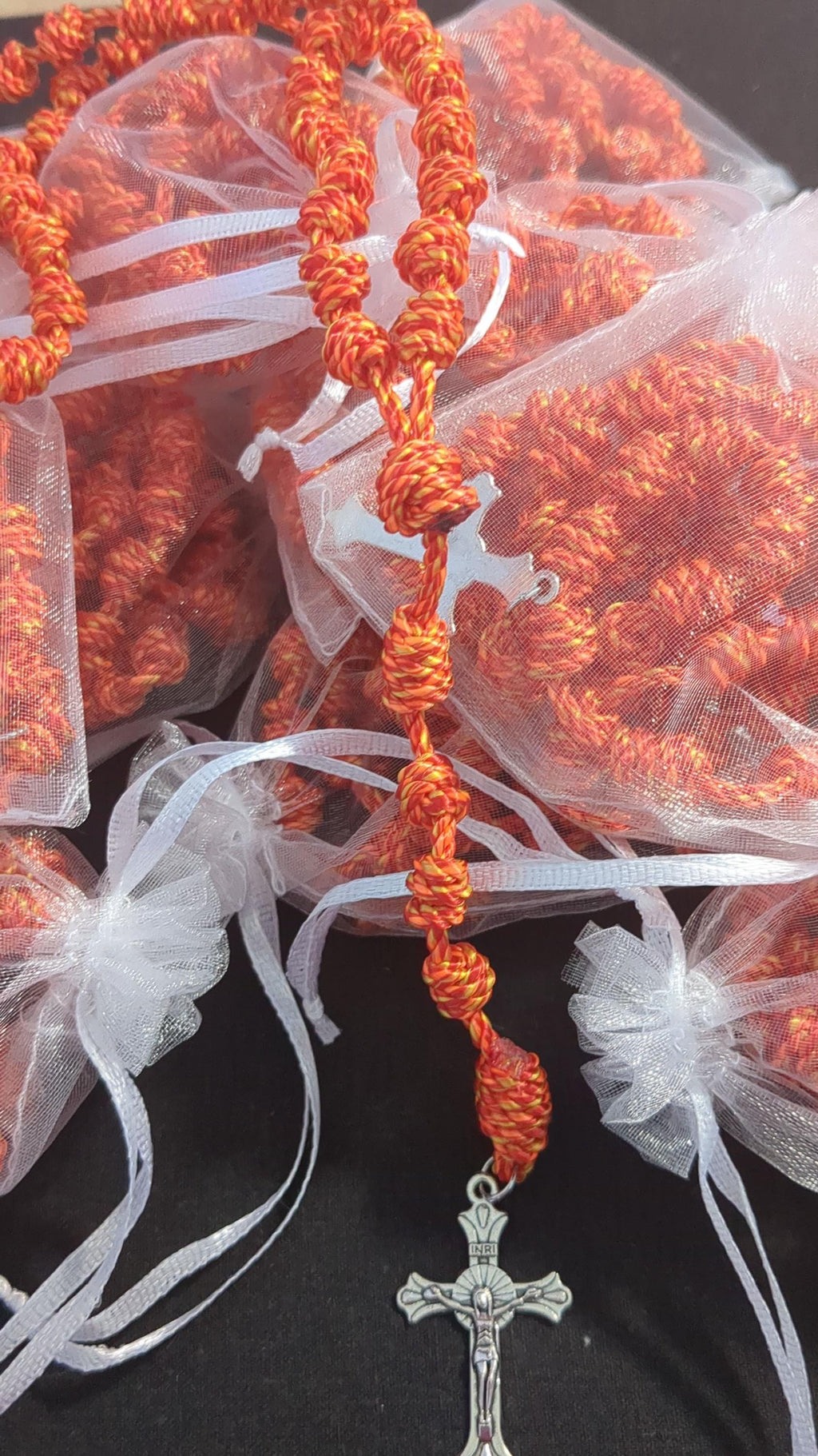 Flames of Fire Knotted Rosary, Large