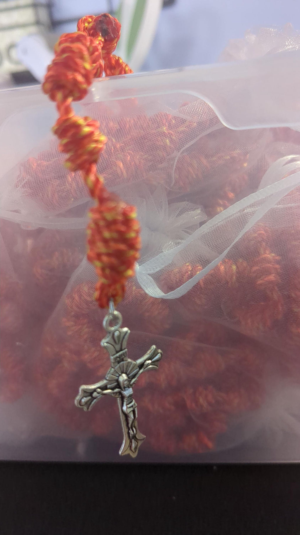 Flames of Fire Knotted Rosary, Large