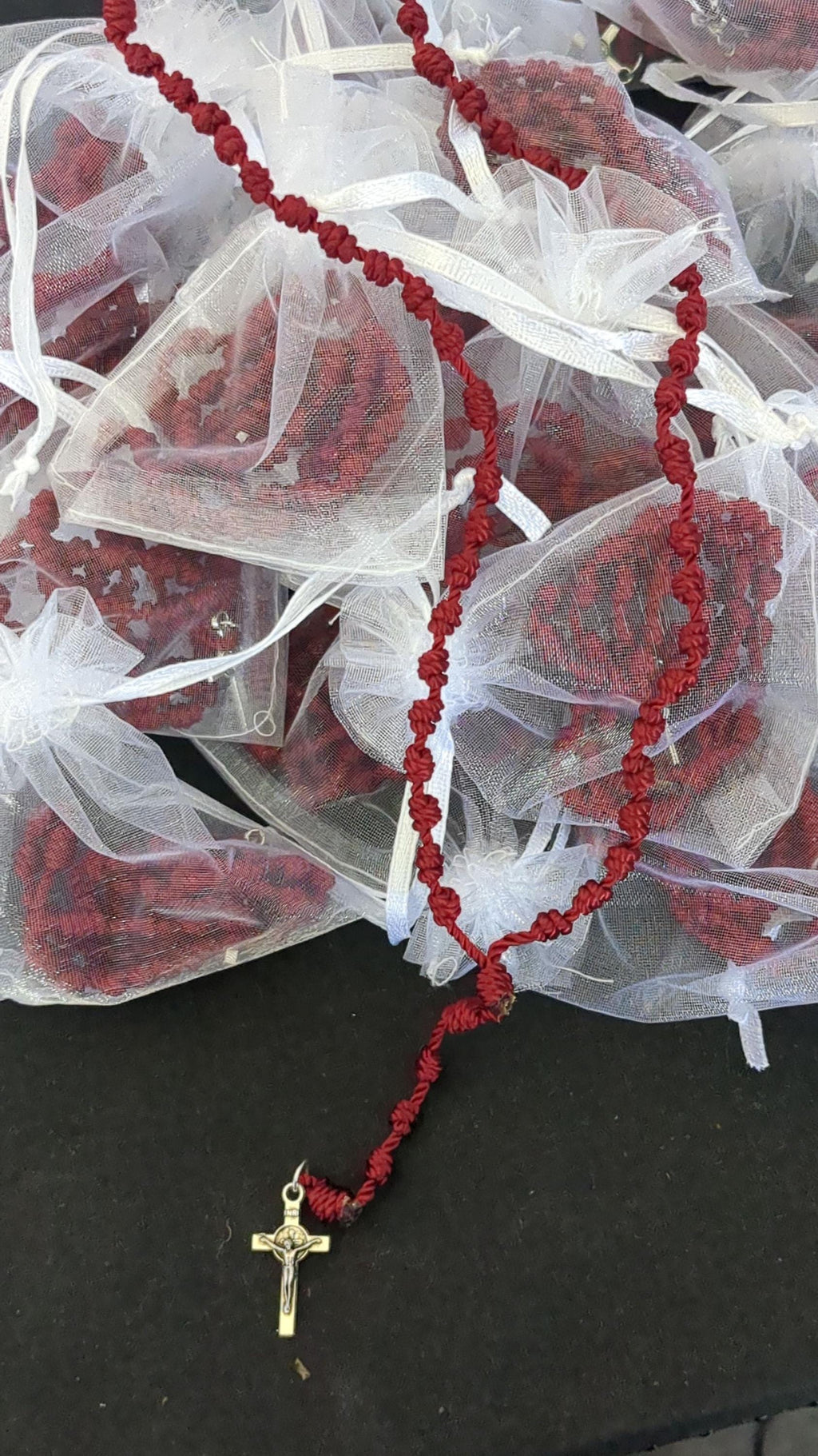 Wine Knotted Rosary, small