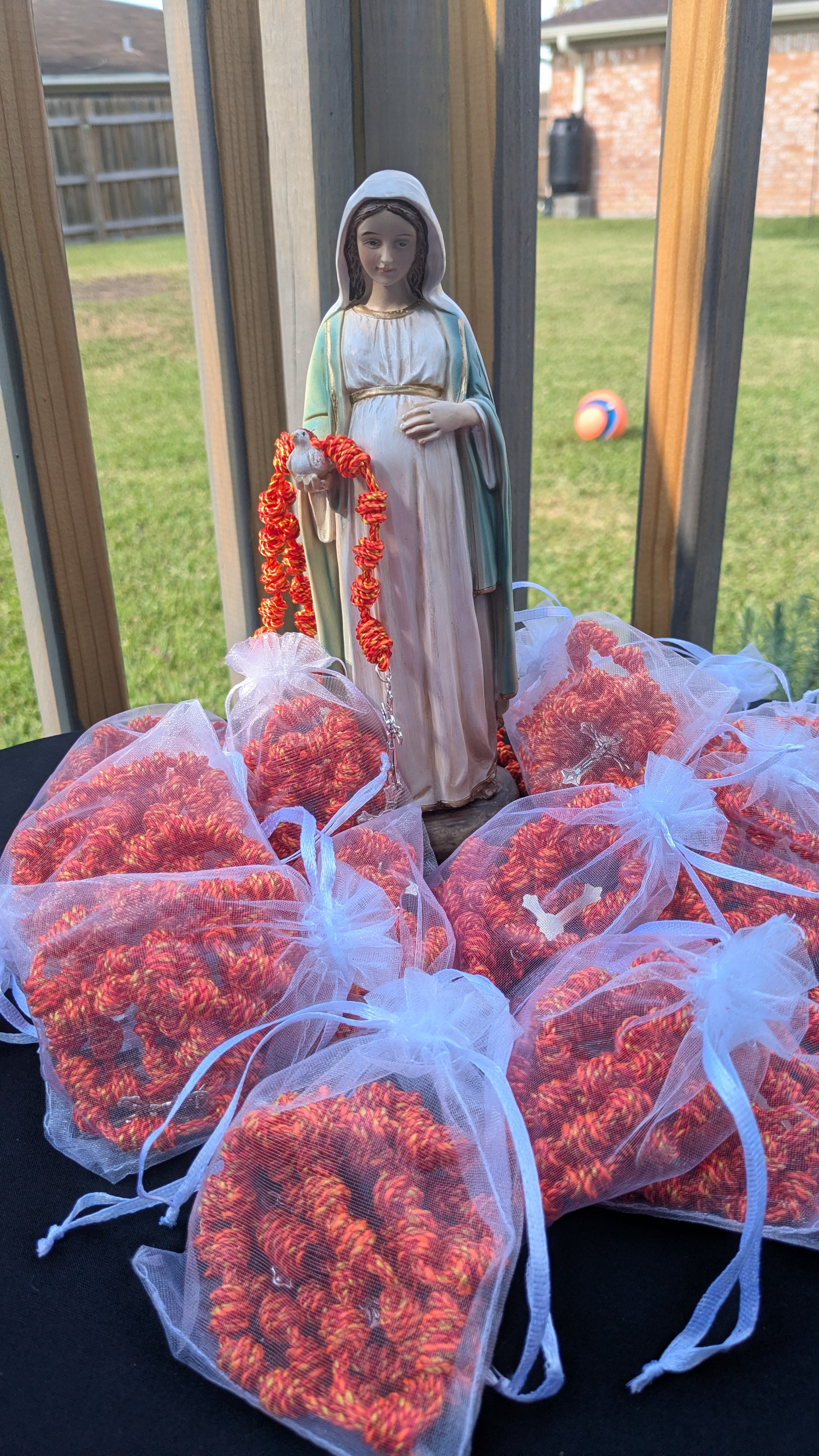 Flames of Fire Knotted Rosary, Large