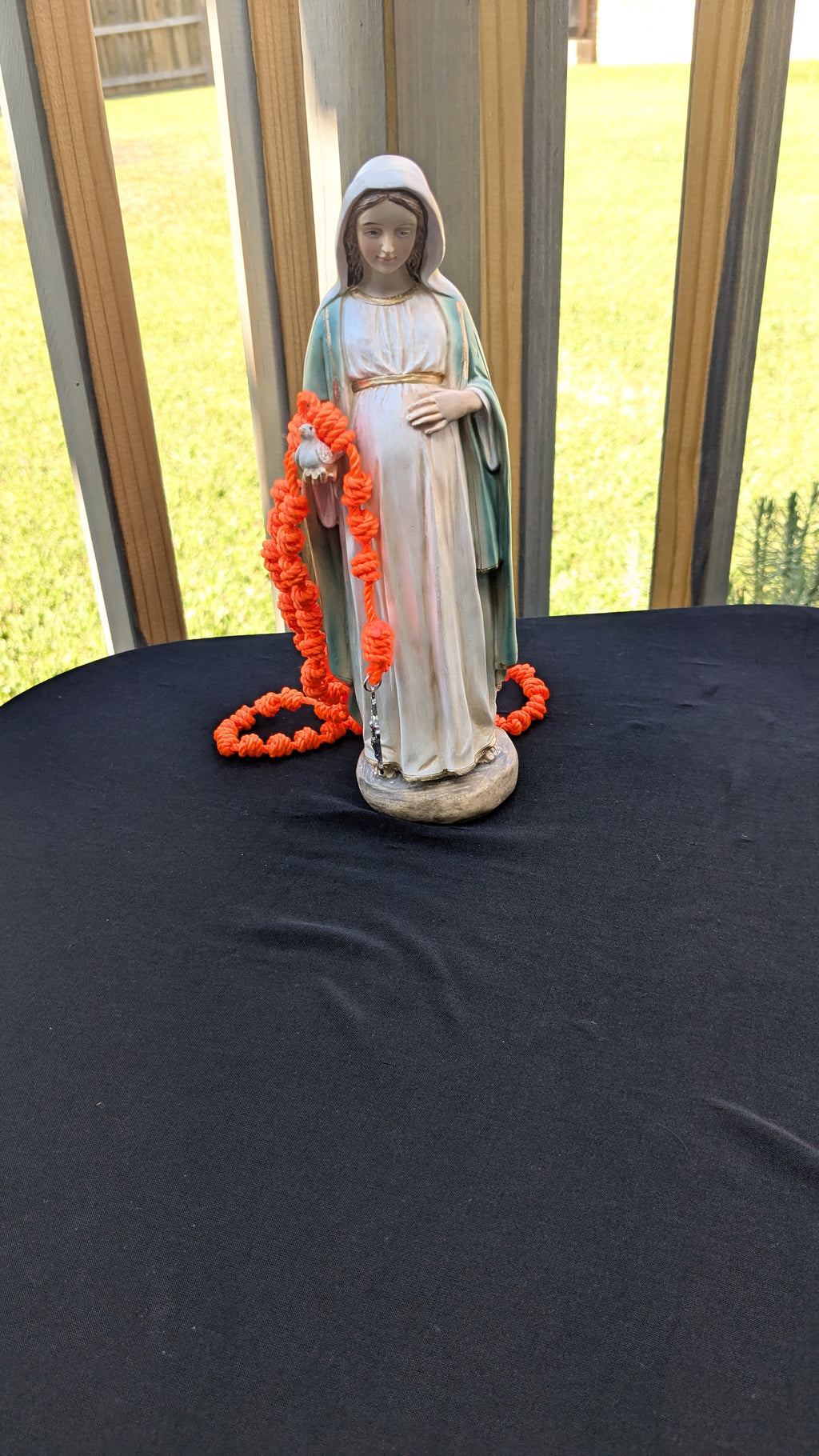 Bright Orange Knotted Rosary with Nickel Crucifix - Large