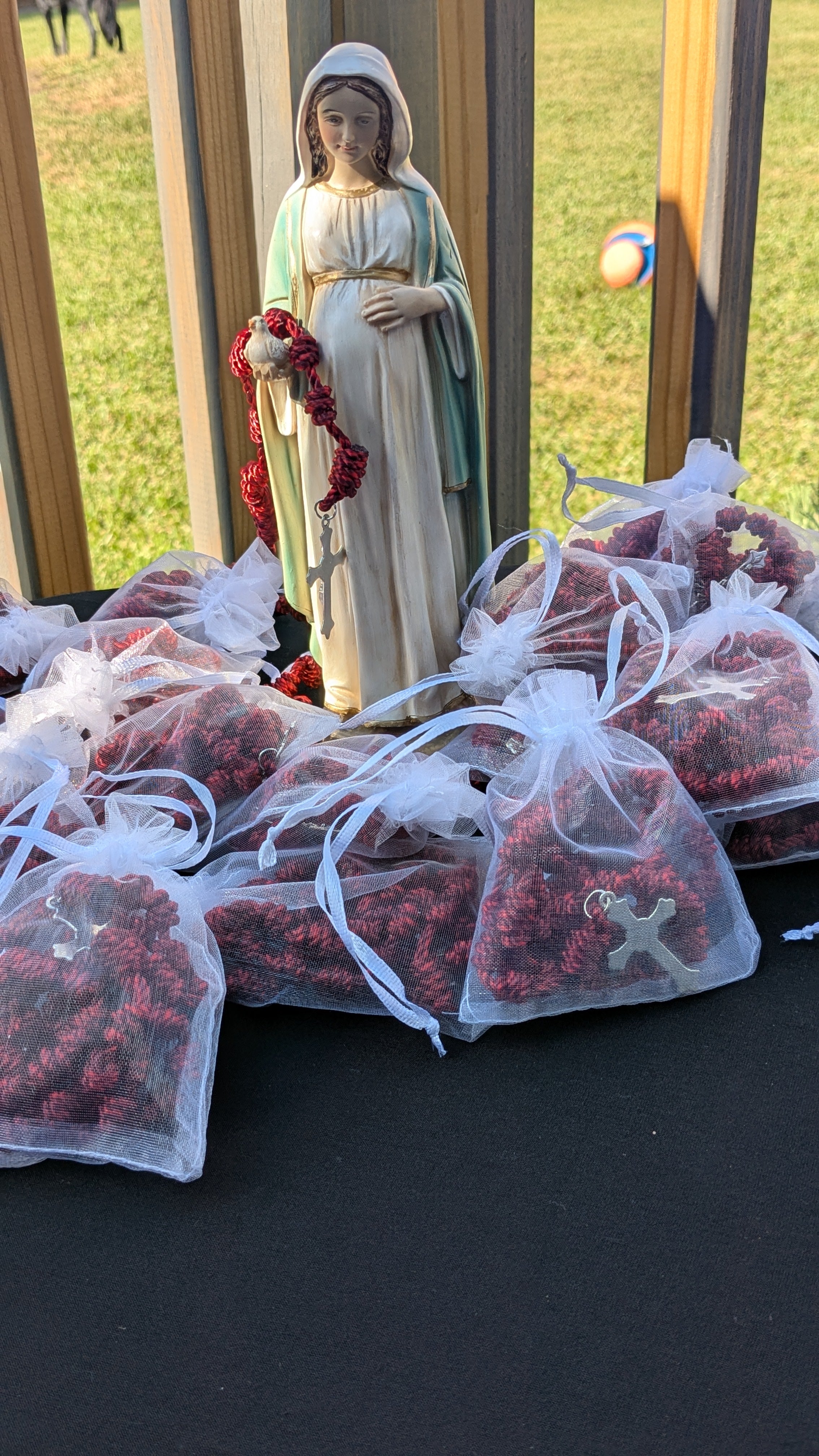 Crimson Knotted Rosary, Large