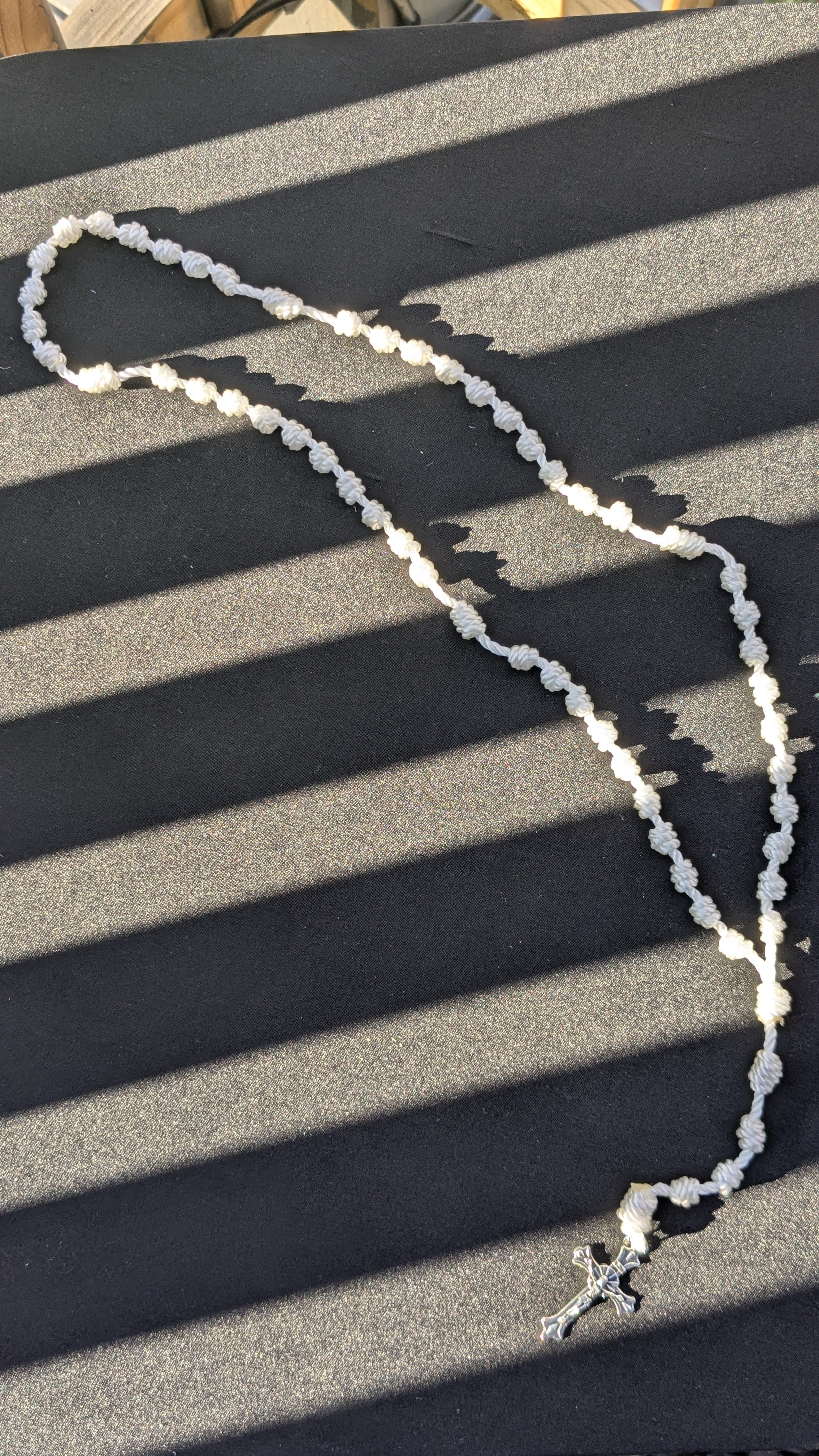 White, Knotted Rosary, Large