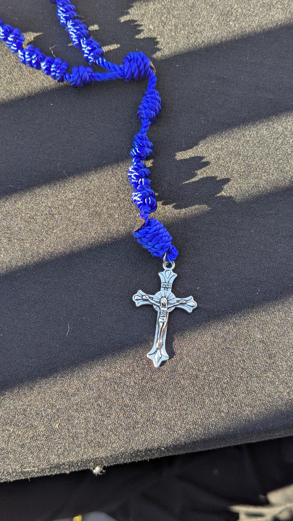 Royal Blue Knotted Rosary, Large