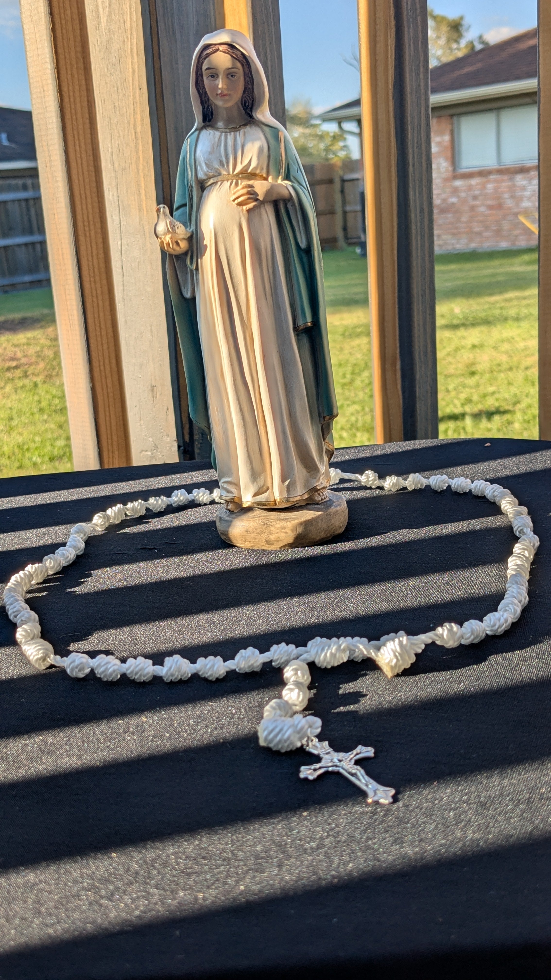 White, Knotted Rosary, Large