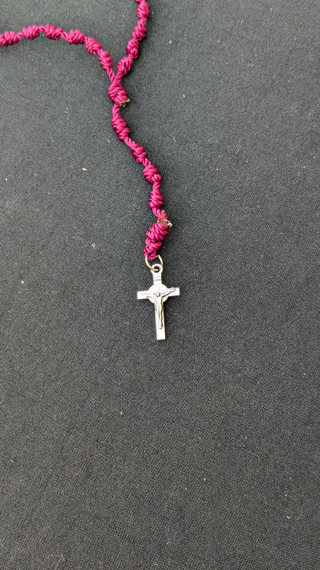 Raspberry Knotted Rosary, small