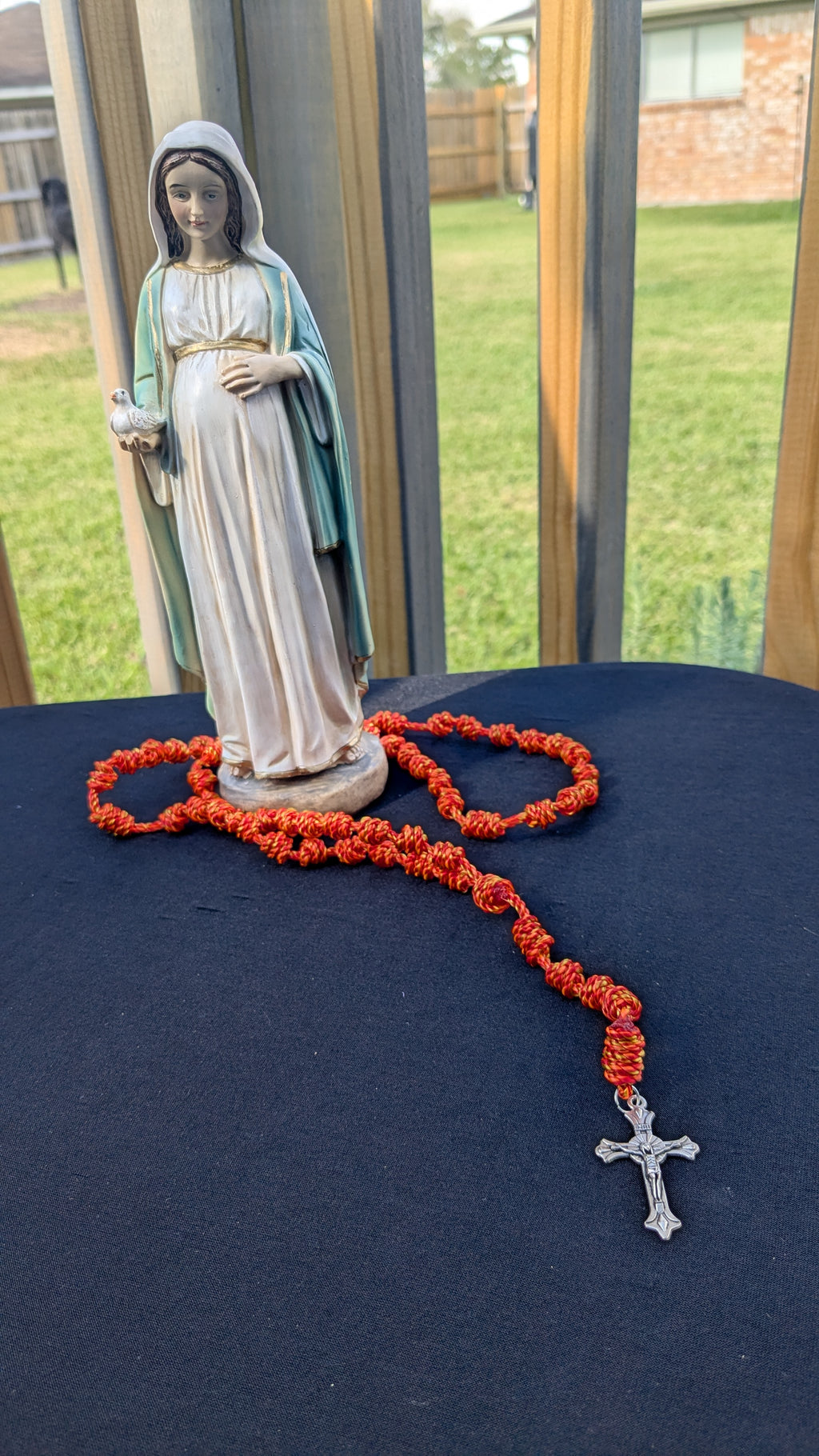 Flames of Fire Knotted Rosary, Large