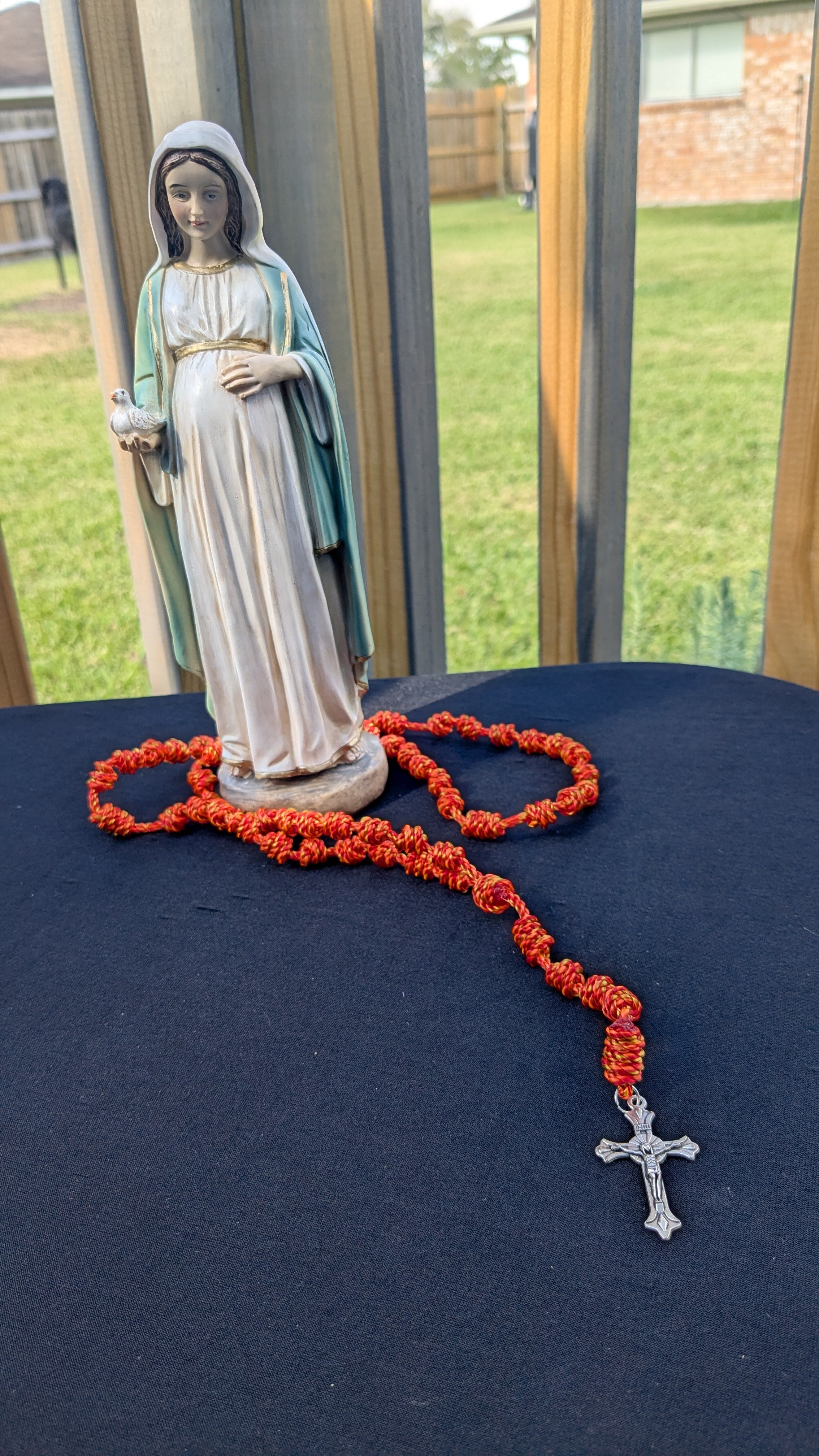 Flames of Fire Knotted Rosary, Large