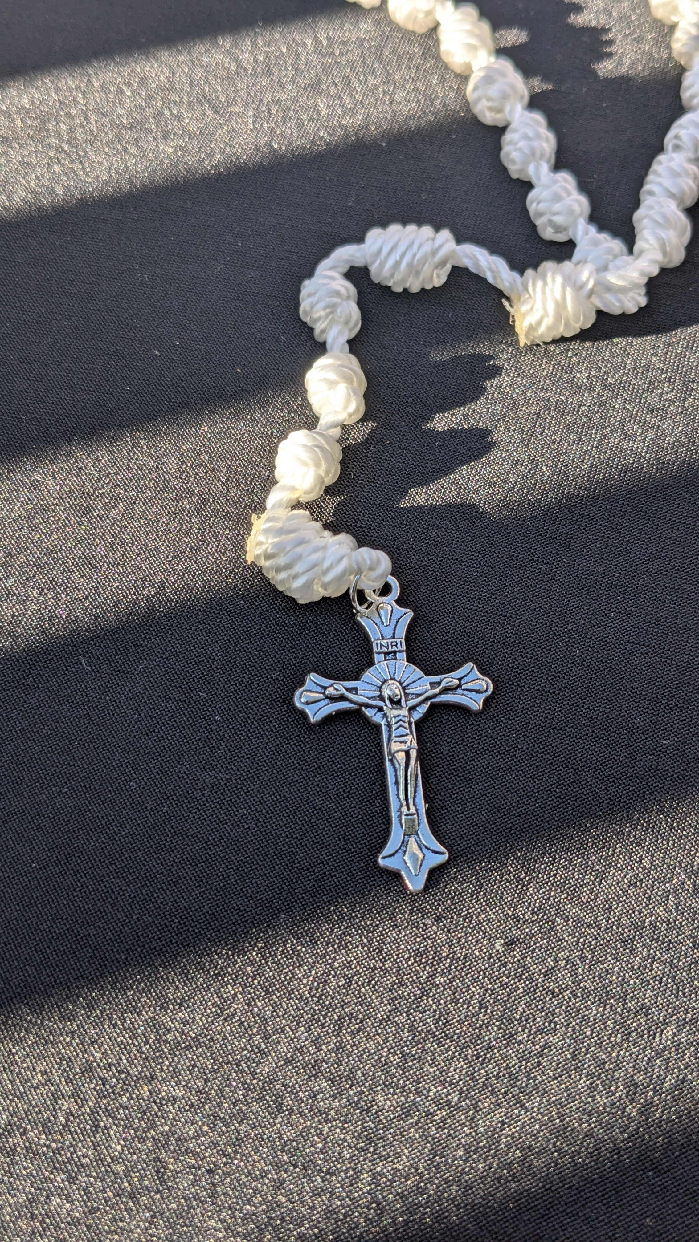 White, Knotted Rosary, Large