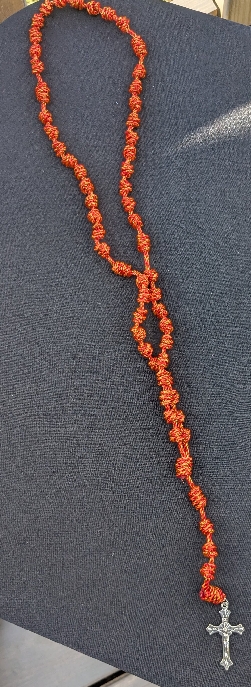 Flames of Fire Knotted Rosary, Large