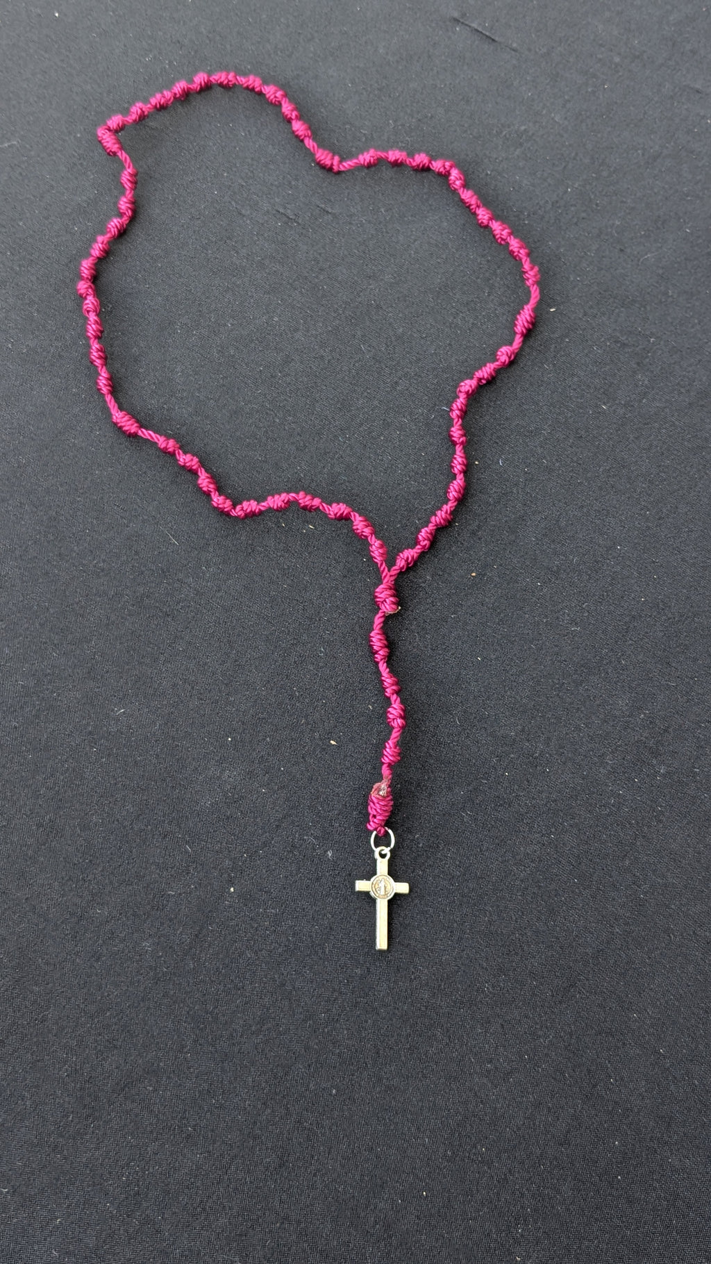 Raspberry Knotted Rosary, small