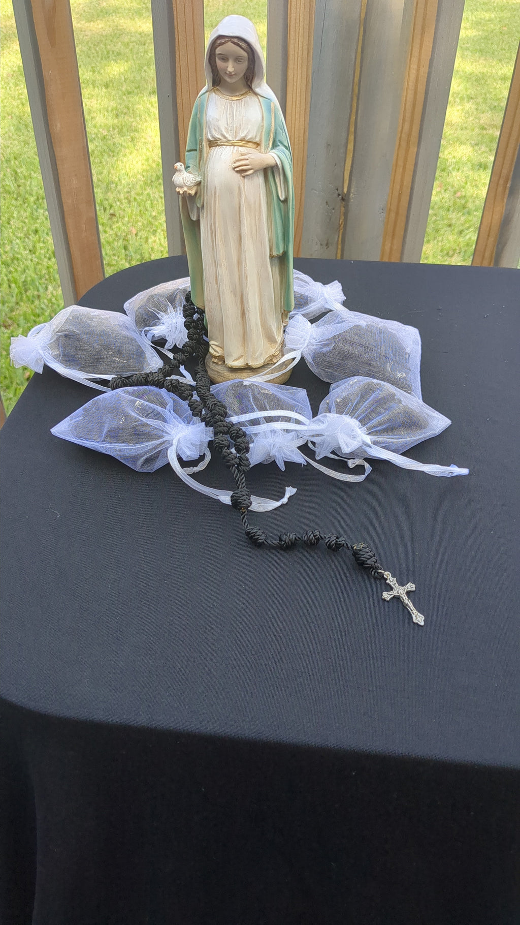 Black  Knotted Rosary with Nickel Crucifix