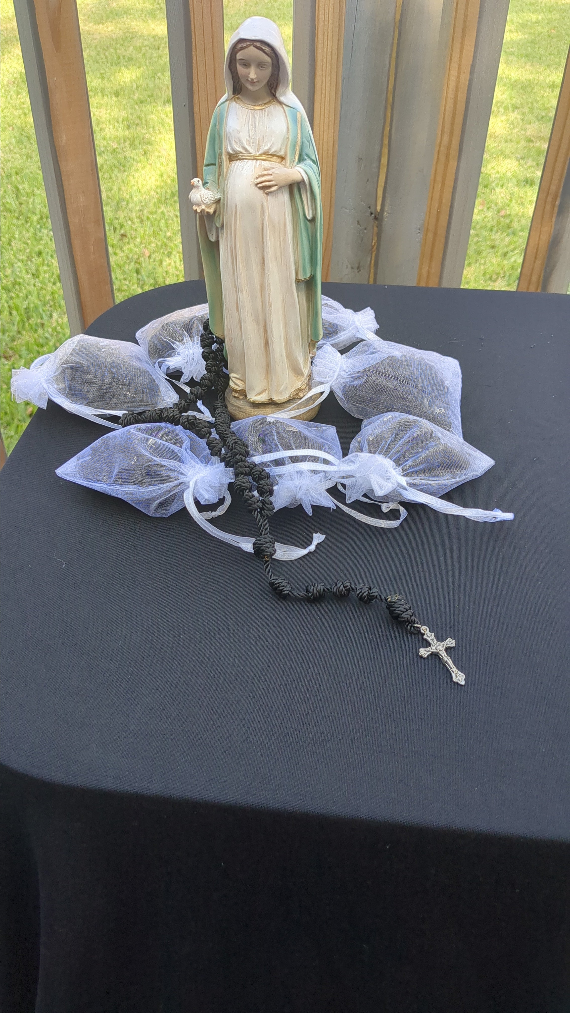 Black  Knotted Rosary with Nickel Crucifix