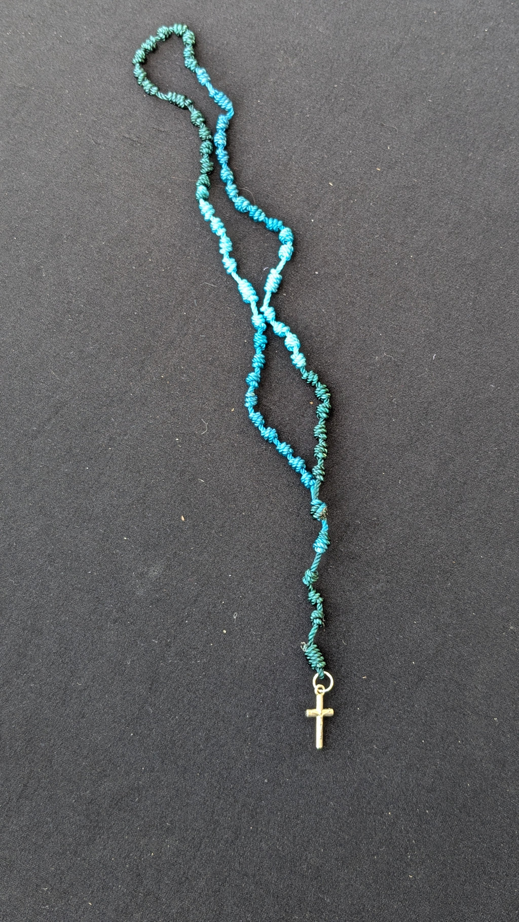 Virigated Blue, Knotted Rosary, small