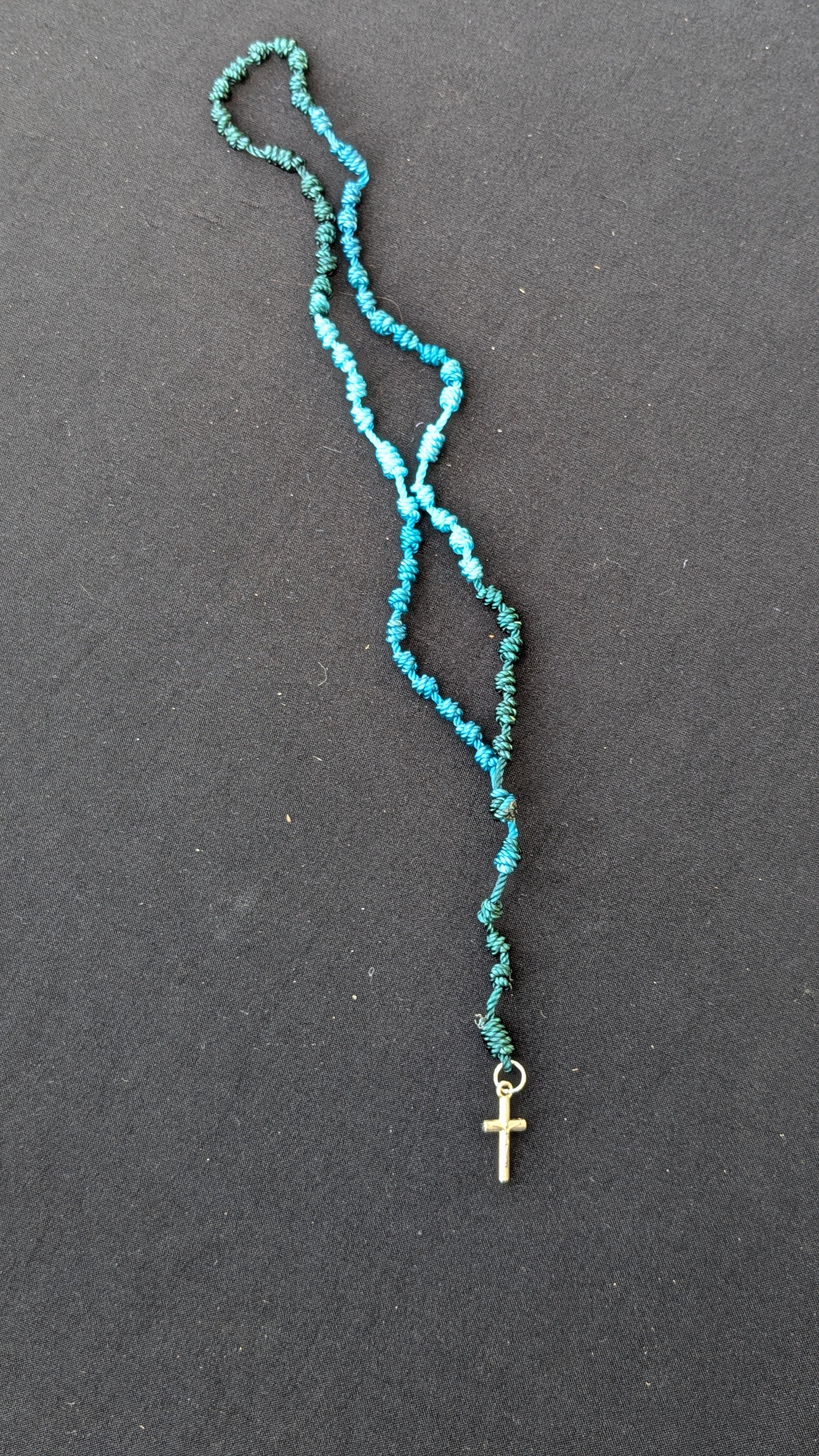 Virigated Blue, Knotted Rosary, small