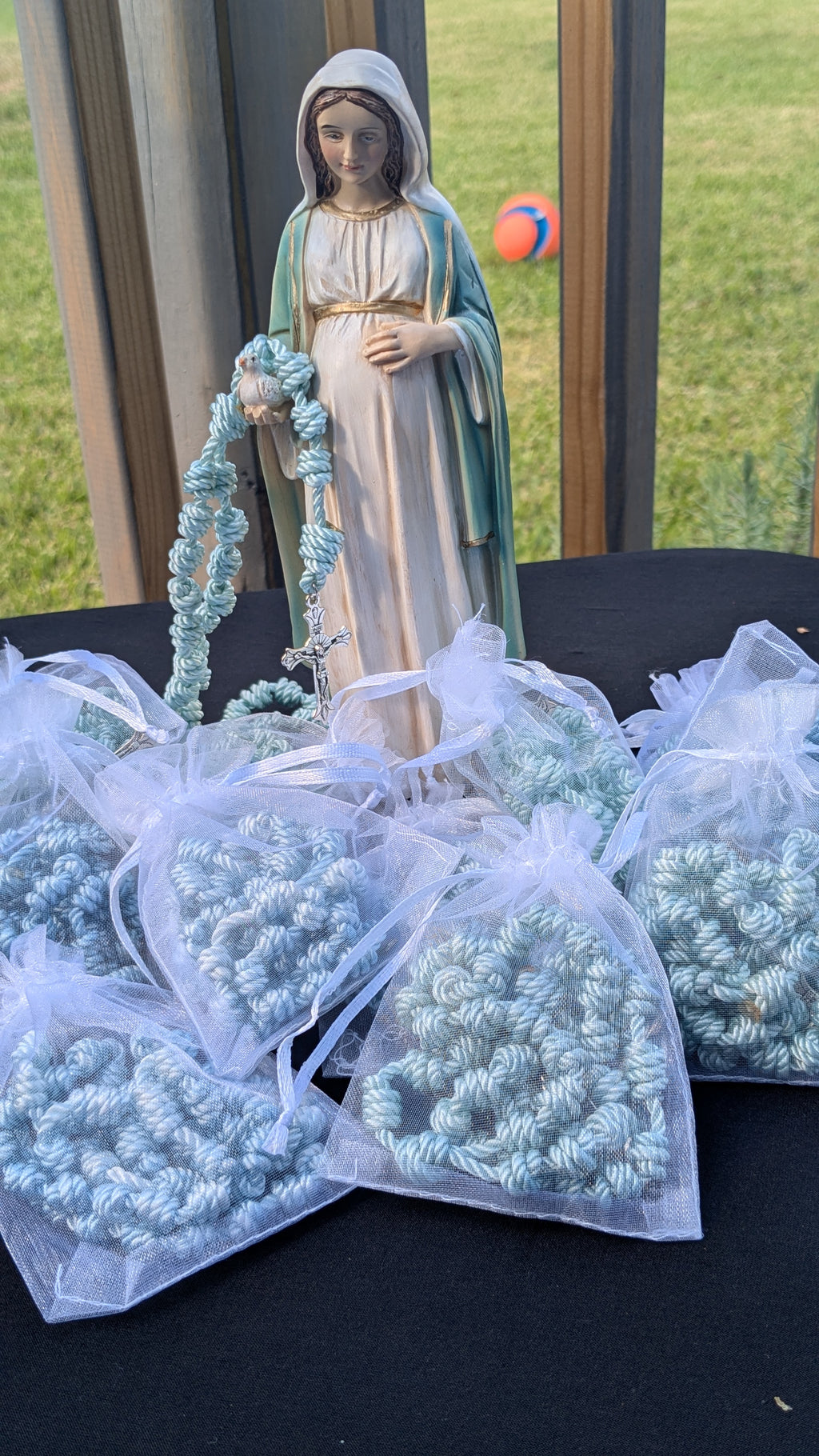 Light Blue Knotted Rosary, Large