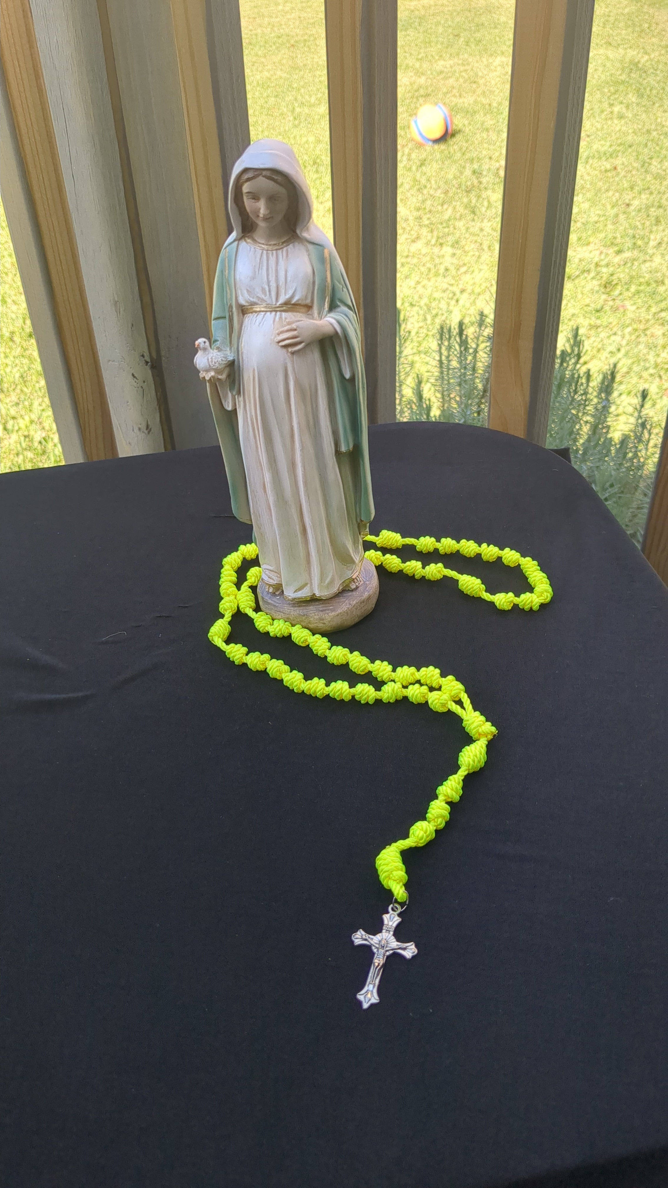 Bright Yellow Knotted Rosary with Nickel Crucifix