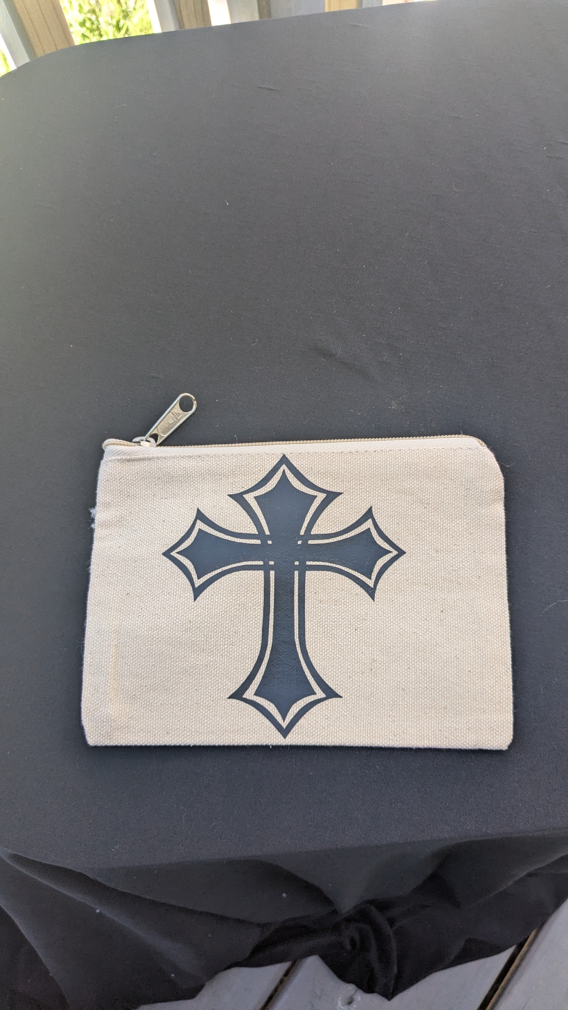 Canvas Cross Pouch: Rosary & Prayer Card Holder