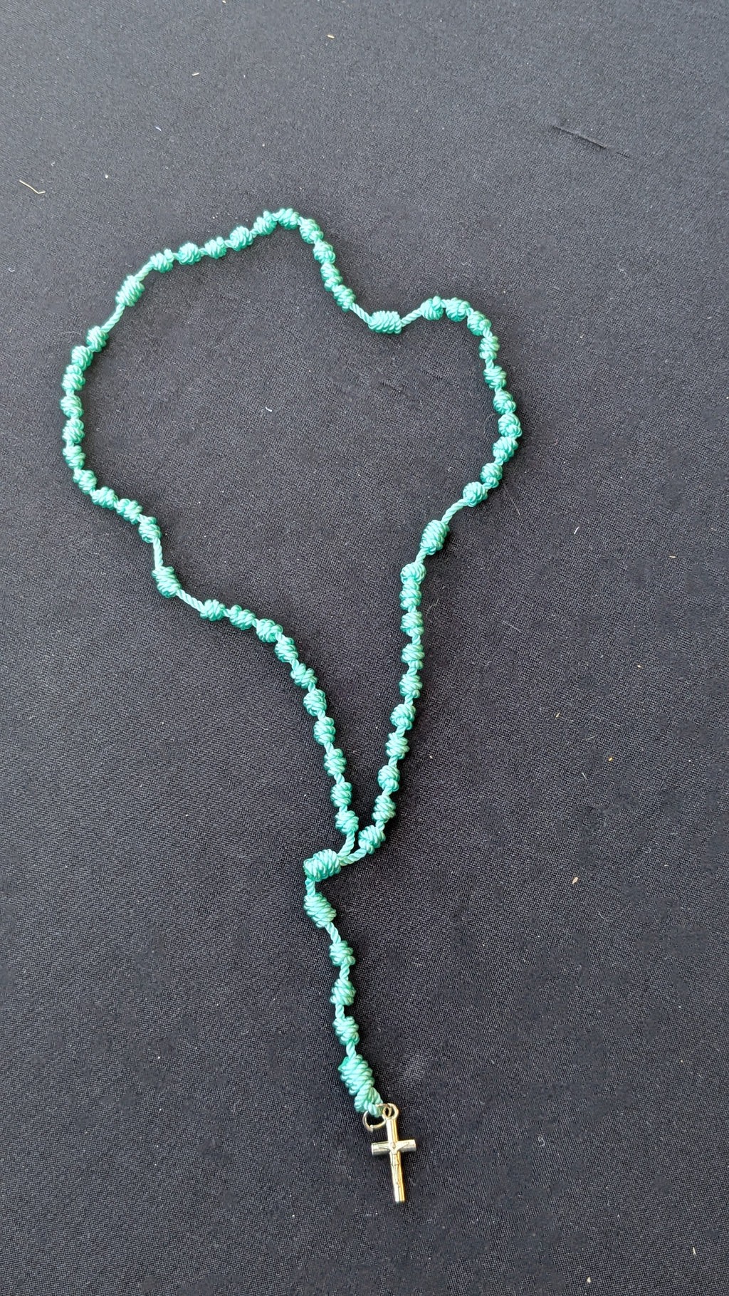 Teal, Knotted Rosary, small