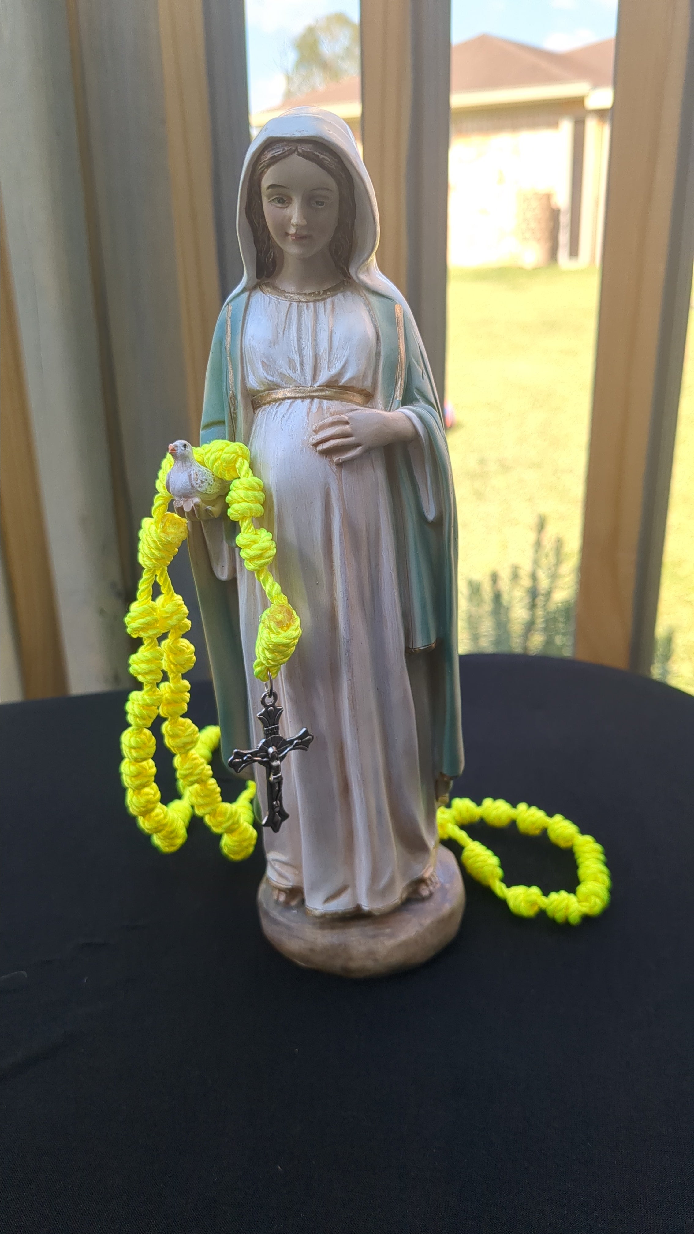 Bright Yellow Knotted Rosary with Nickel Crucifix