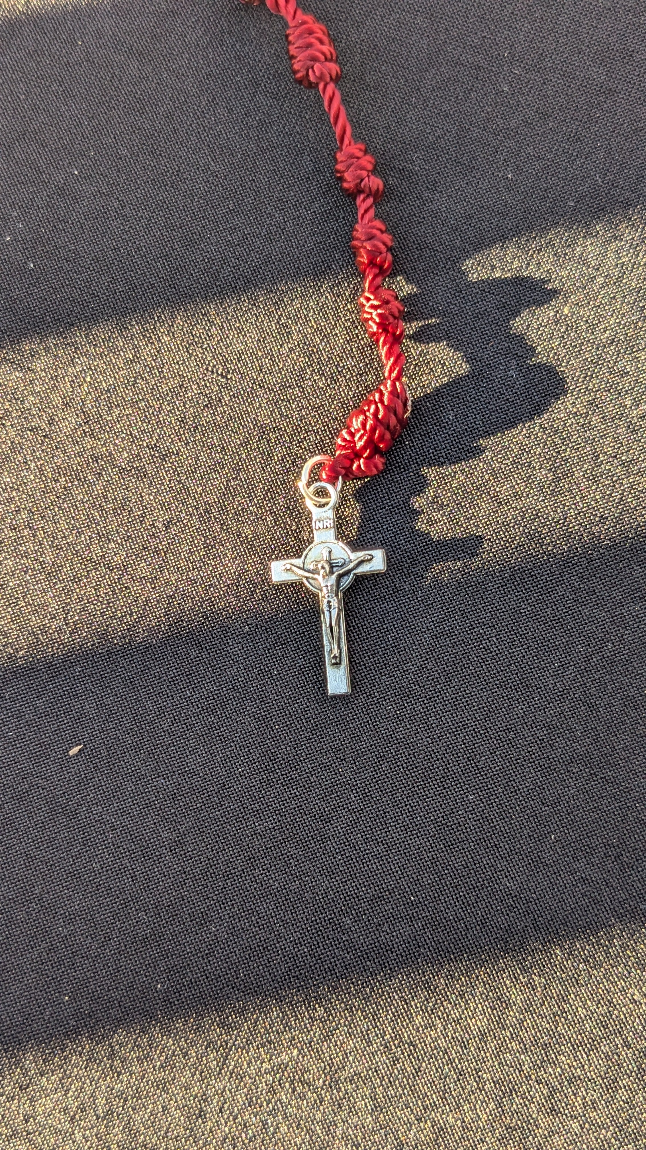 Wine Knotted Rosary, small