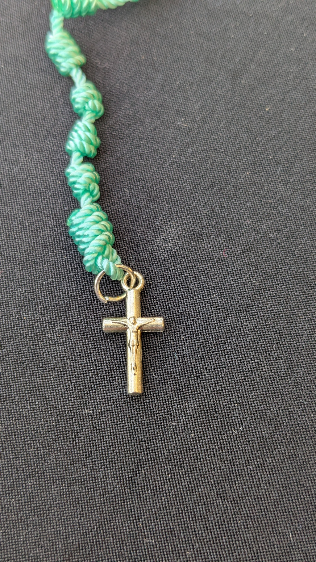 Teal, Knotted Rosary, small