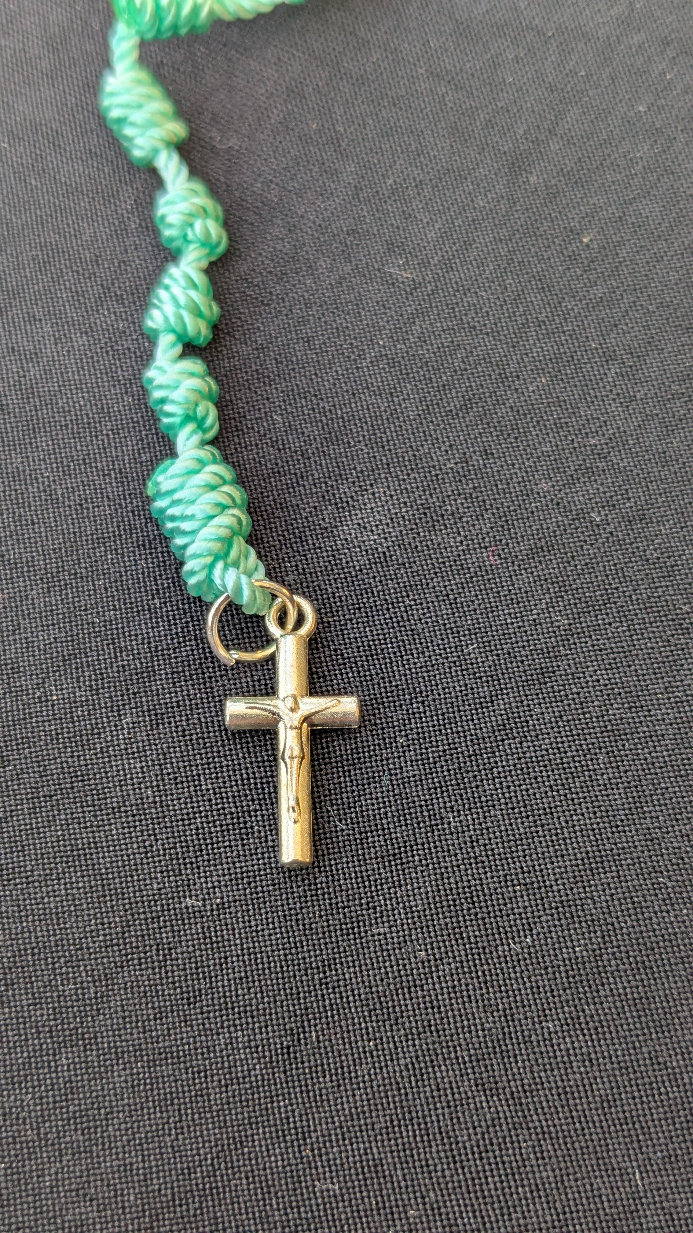 Teal, Knotted Rosary, small