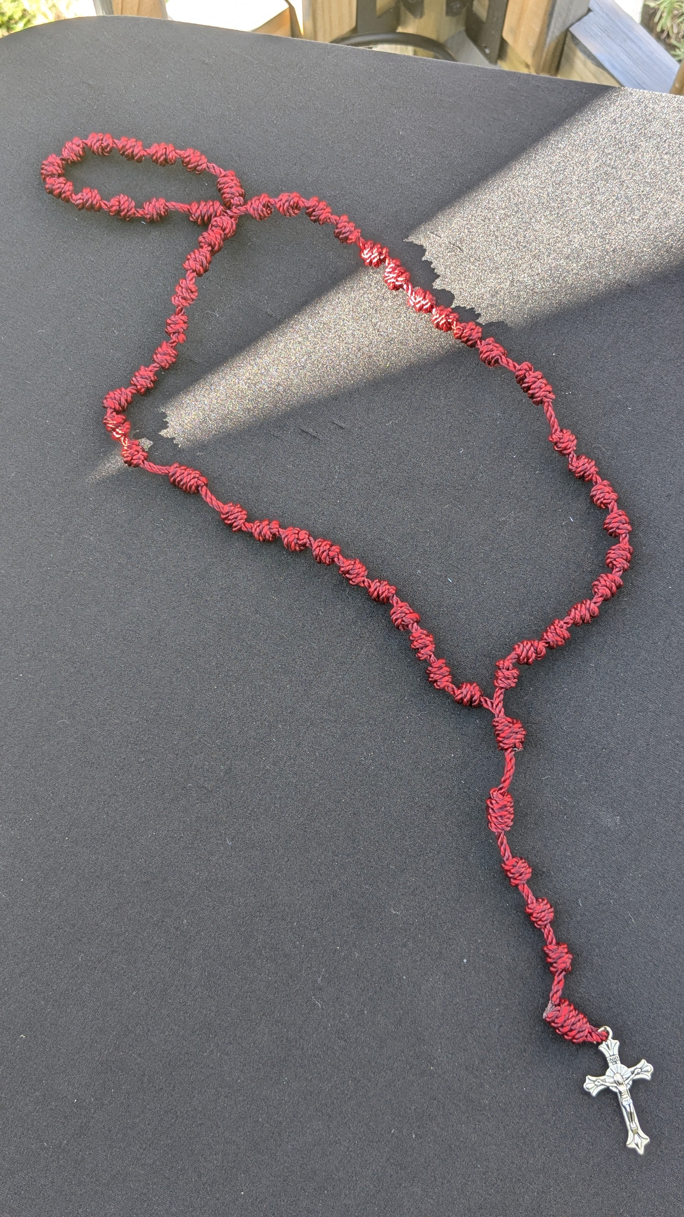 Crimson Knotted Rosary, Large