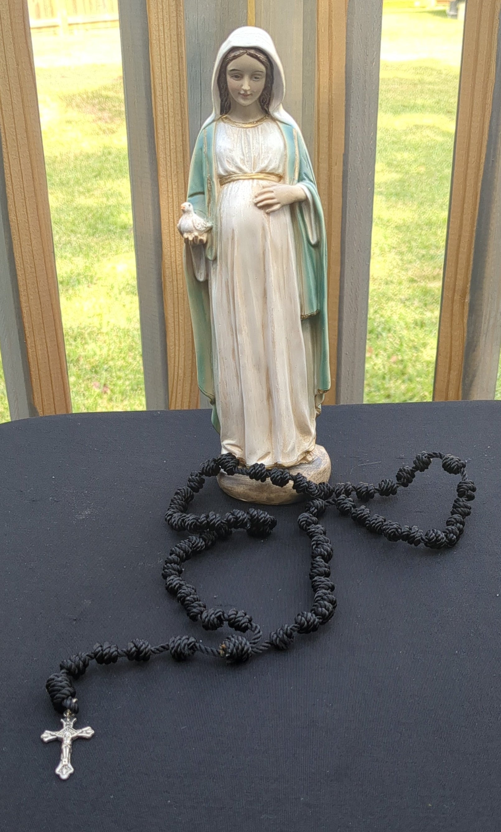 Black  Knotted Rosary with Nickel Crucifix